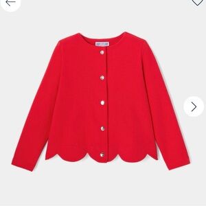 Jacadi Red Scalloped Girl Fleece Cardigan